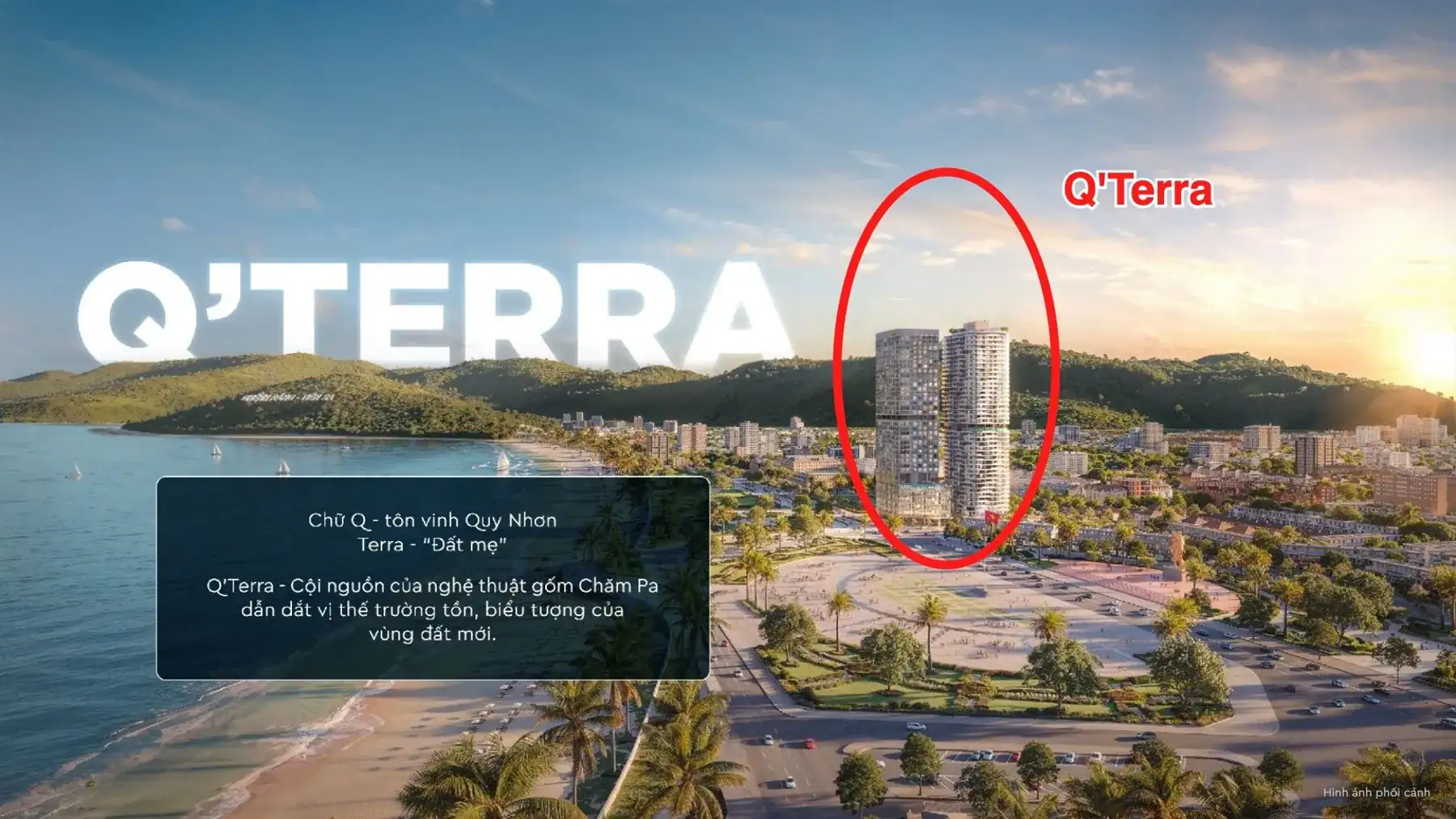 Phối cảnh tháp đôi Q'Terra bên Quảng trường Nguyễn Tất Thành