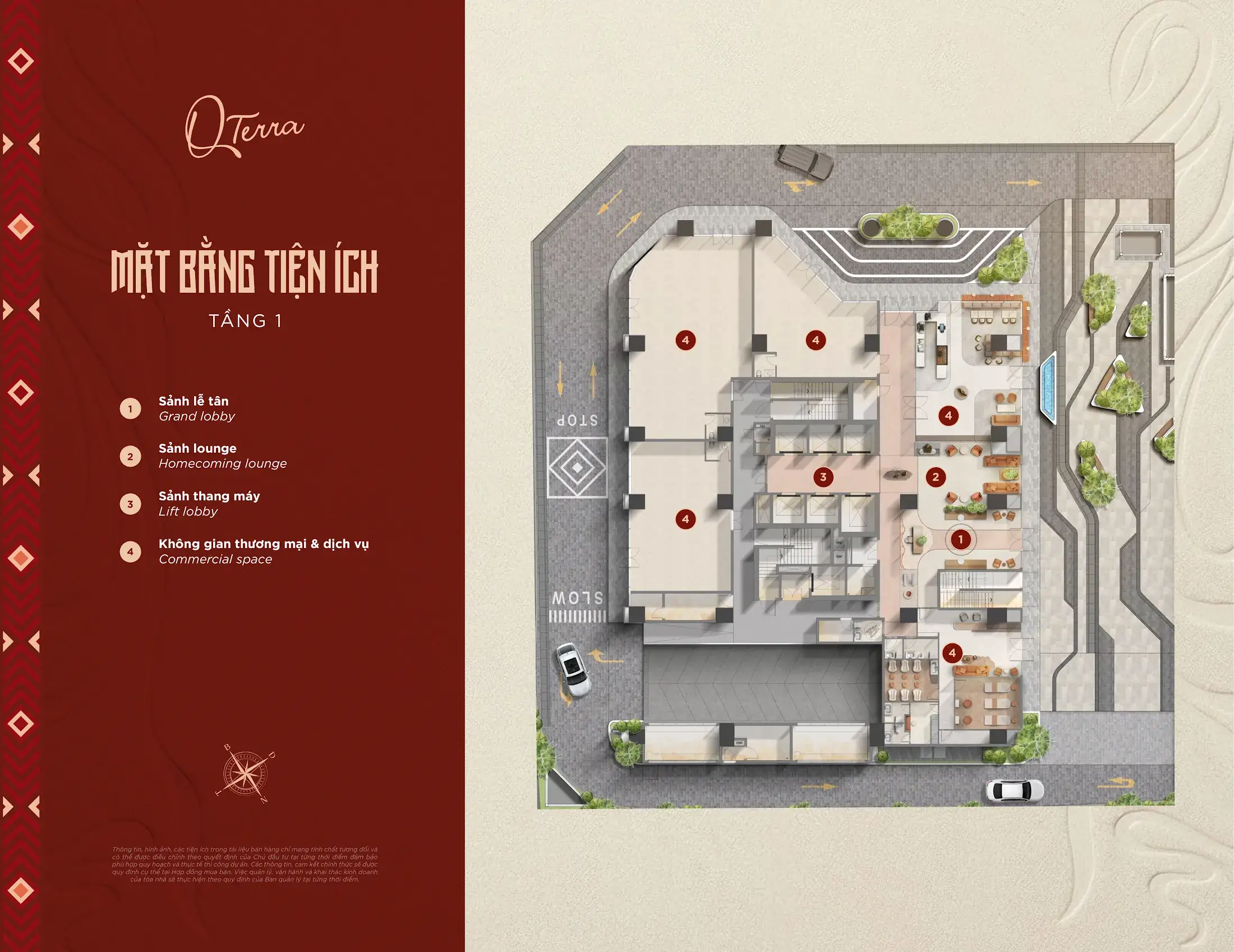 Mặt bằng tiện ích Tầng trệt