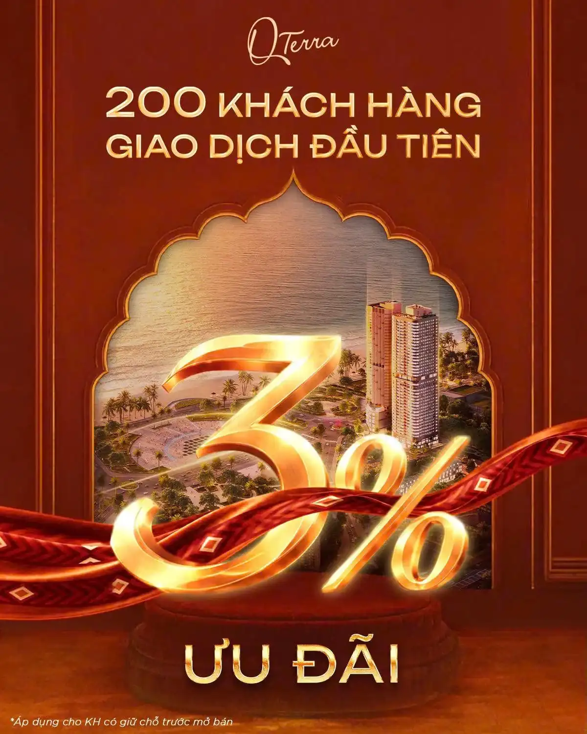 Ưu đãi 3% cho 200 khách hàng giao dịch đầu tiên, áp dụng cho khách hàng có giữ chỗ trước mở bán